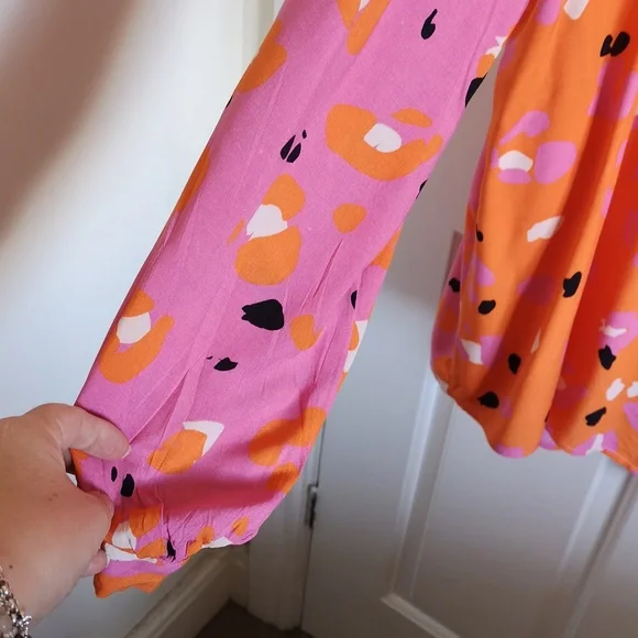 Never Fully Dressed orange & pink long sleeved blouse, size XXL - Picture 5 of 13